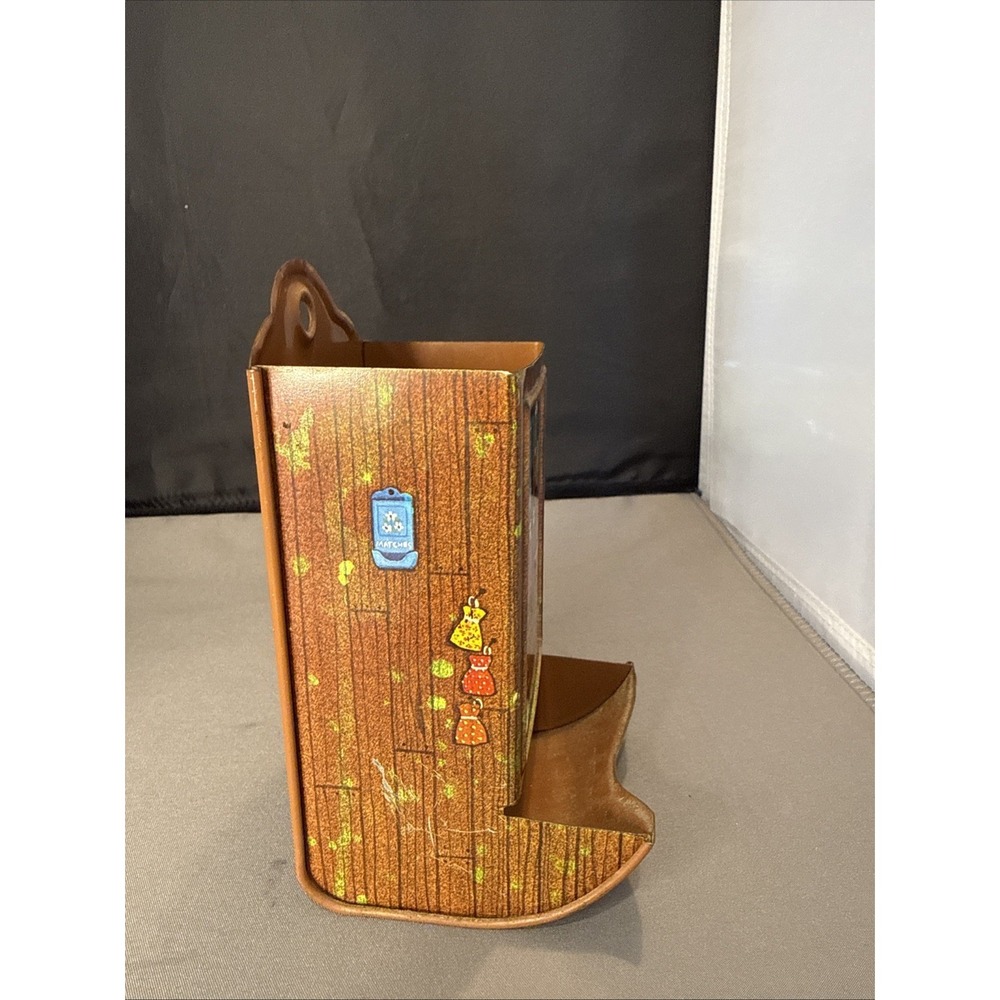 Vintage Hallmark Matchbox Holder Wall Mount 1970's Coffee Veggie Floral Brown - Picture 2 of 8